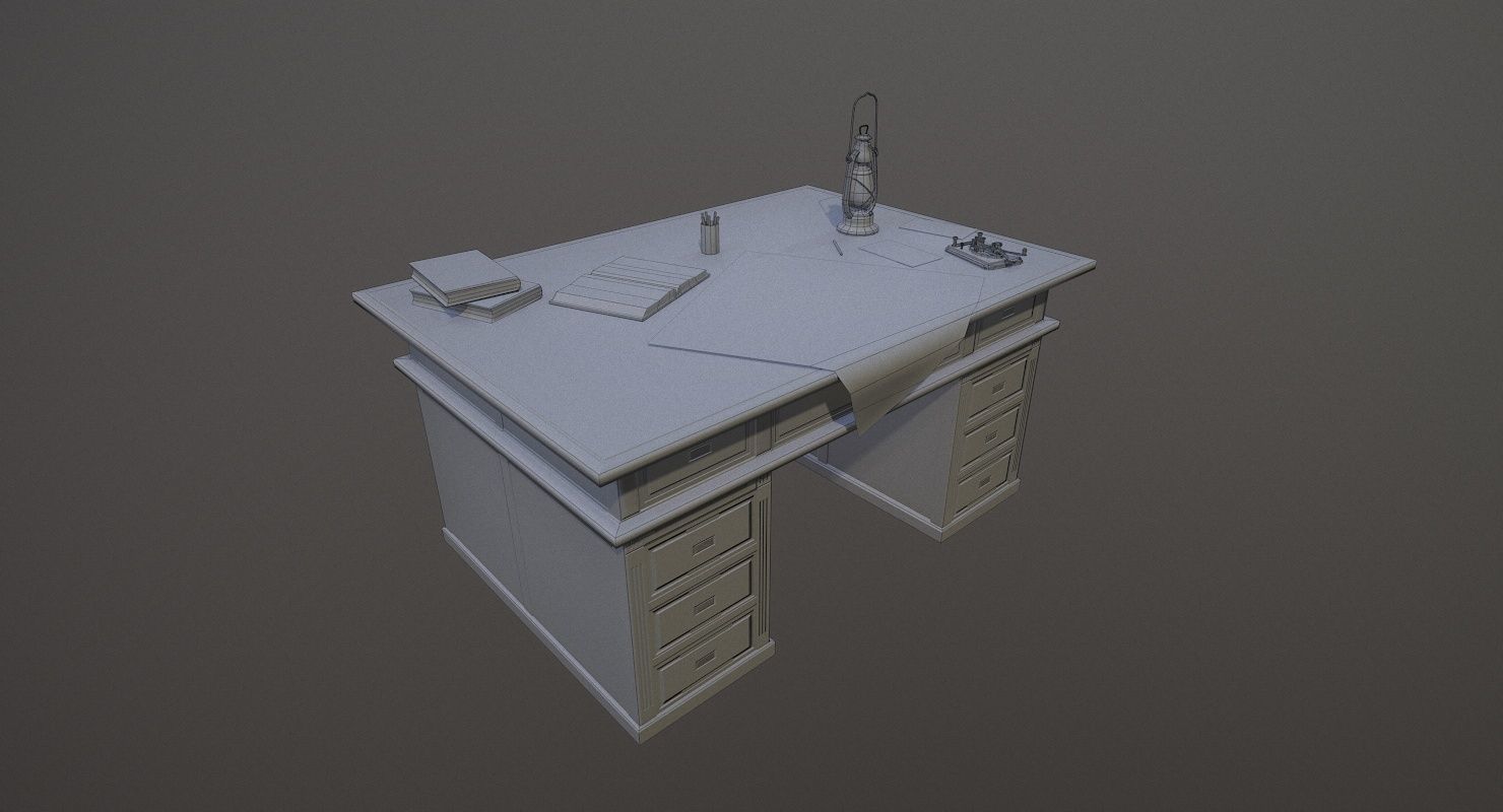 Cartographer Desk Morse Code Device WWII Low-poly 3D model_8