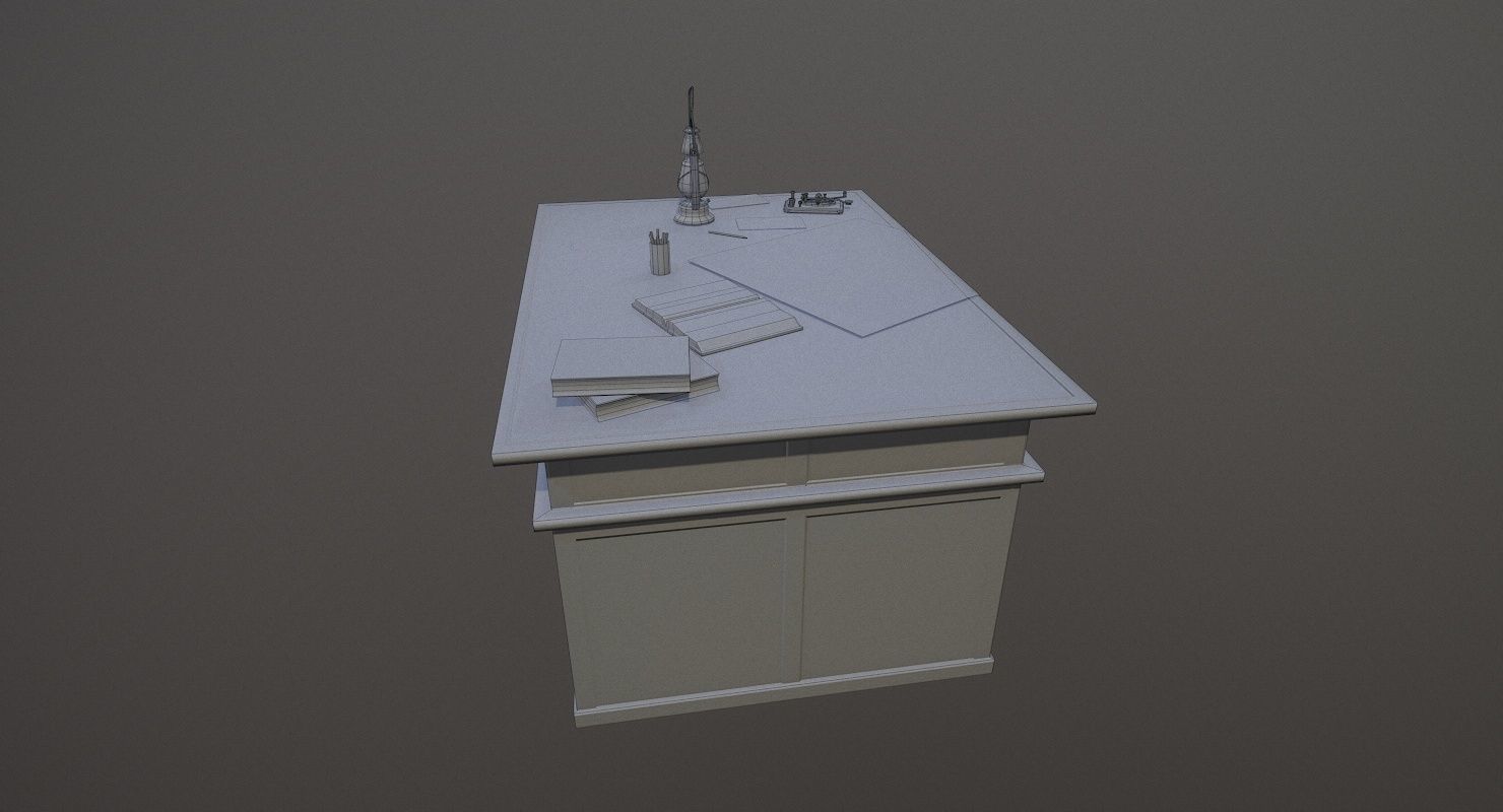 Cartographer Desk Morse Code Device WWII Low-poly 3D model_9