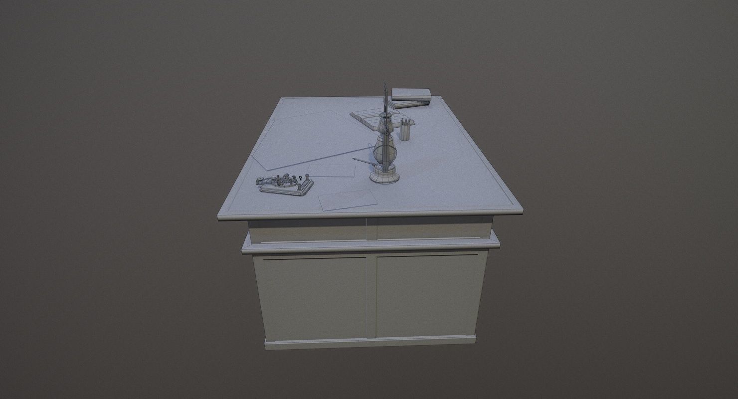 Cartographer Desk Morse Code Device WWII Low-poly 3D model_11