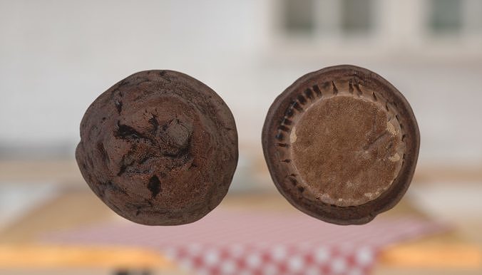 Muffin Dark chocolate photoscan Low-poly 3D model 5