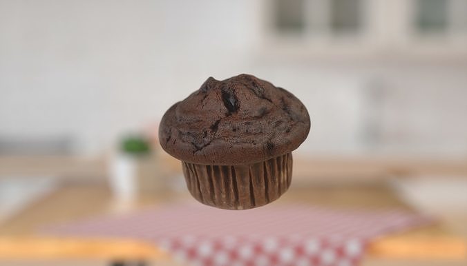 Muffin Dark chocolate photoscan Low-poly 3D model 3