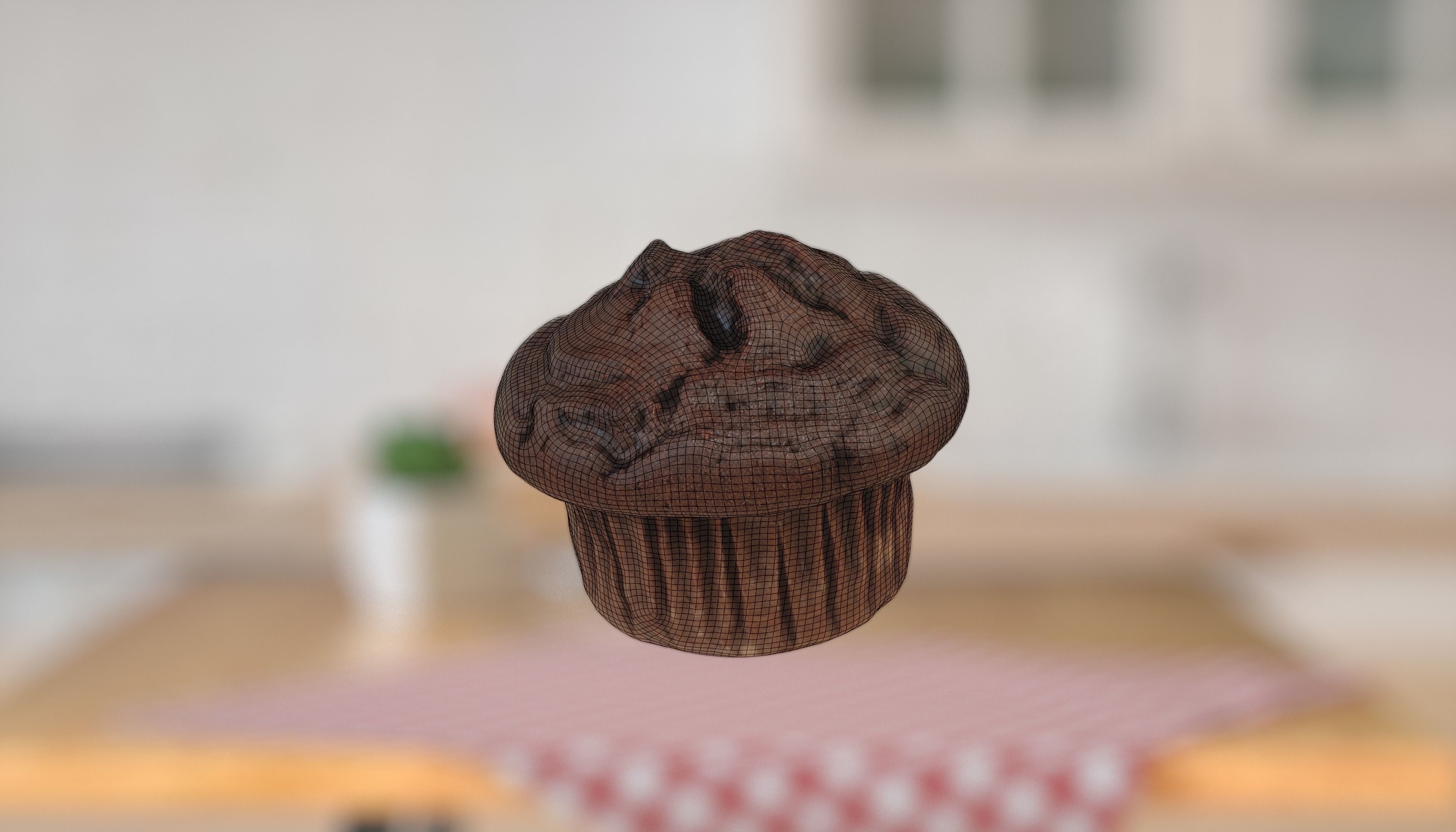 Muffin Dark chocolate photoscan Low-poly 3D model_6