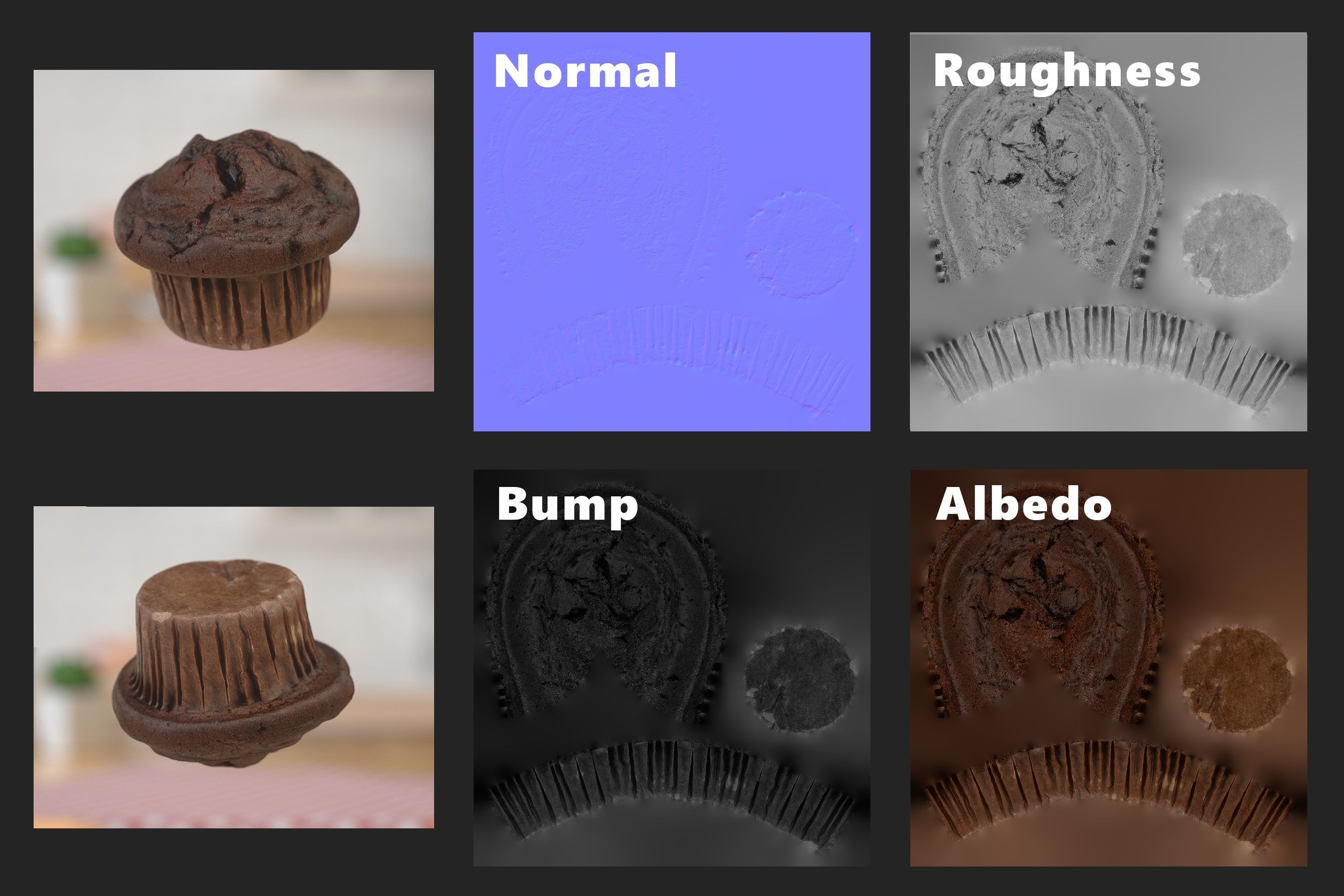 Muffin Dark chocolate photoscan Low-poly 3D model_8