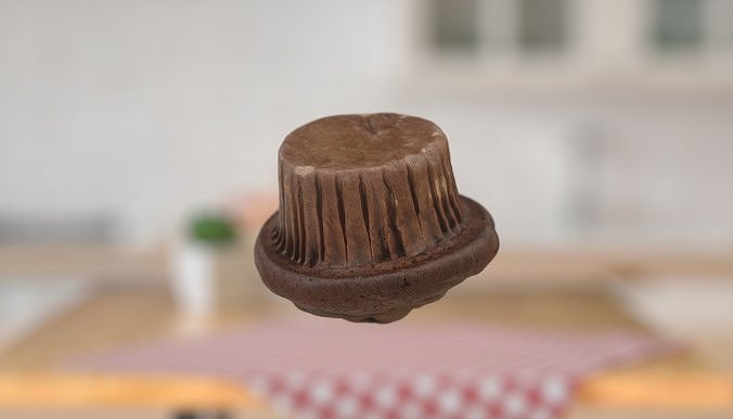 Muffin Dark chocolate photoscan Low-poly 3D model 4