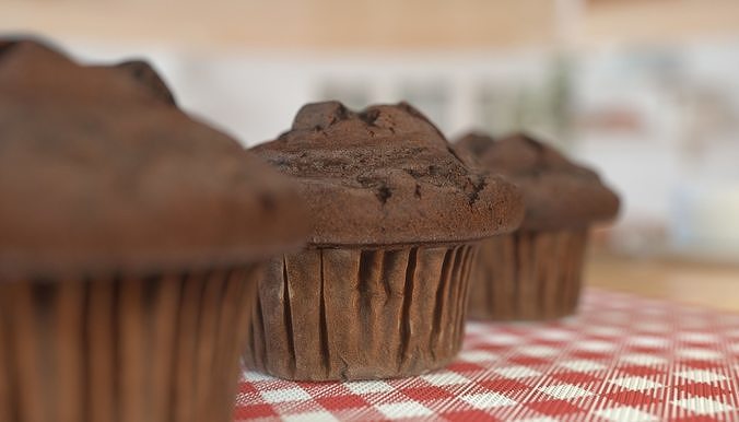 Muffin Dark chocolate photoscan Low-poly 3D model 2
