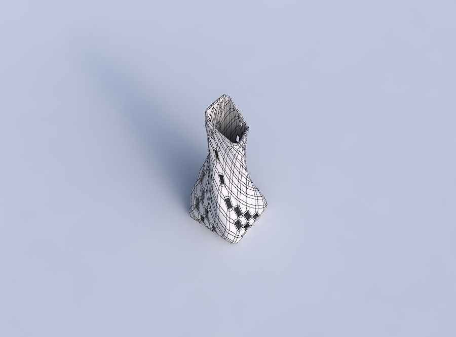 Vase twisted squeezed and bent quadratic with checker grid la... 3D print model_6