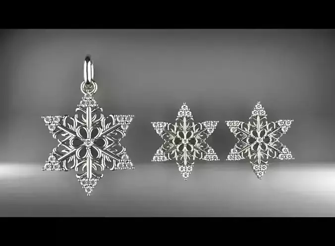 3D model pendant and earrings 01 3D print model