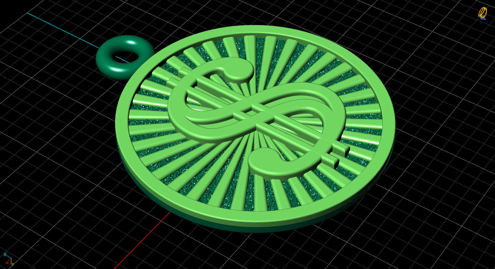 pendant dollar sign  18d 3D print model_17