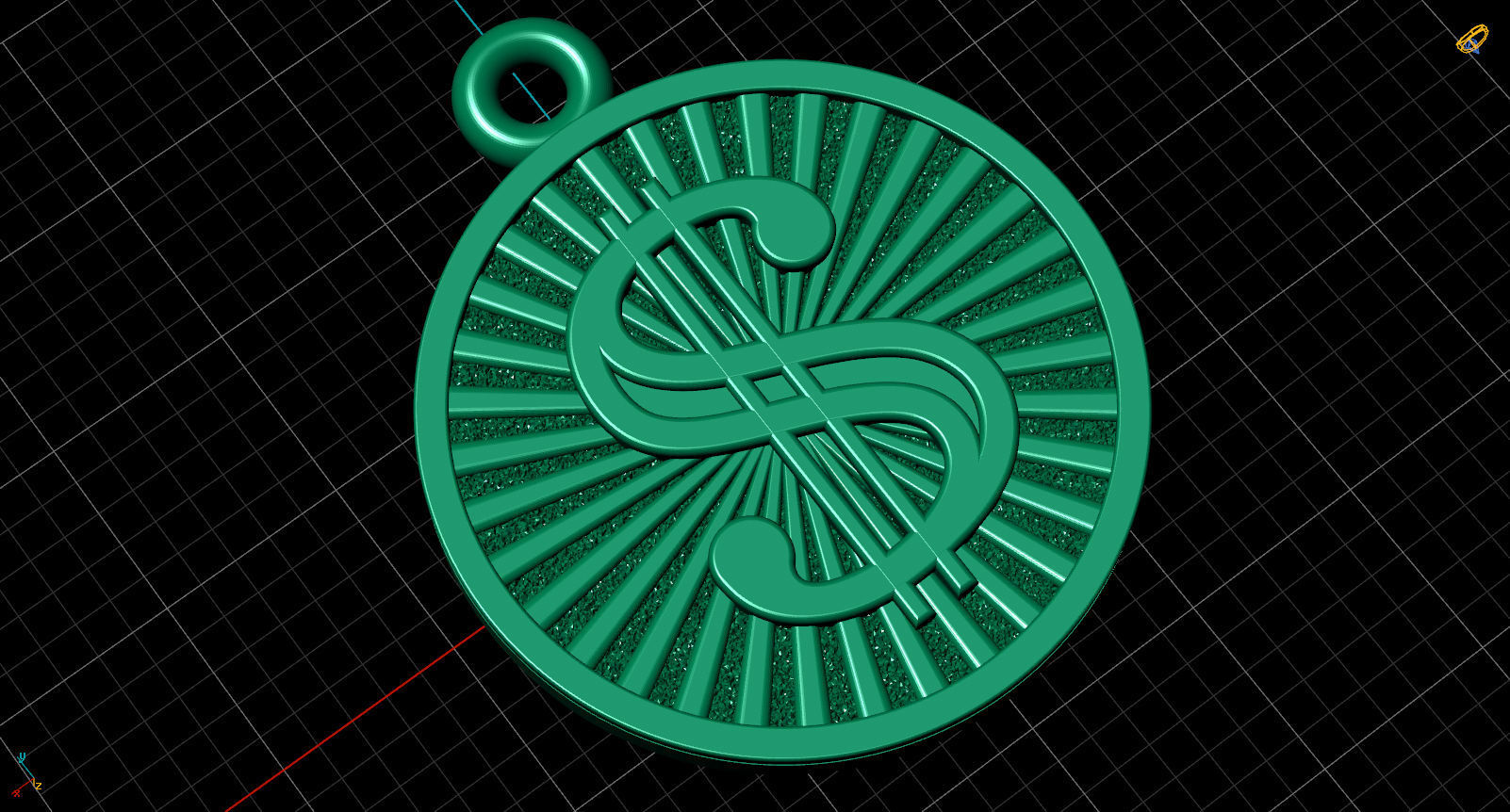 pendant dollar sign  18d 3D print model_13