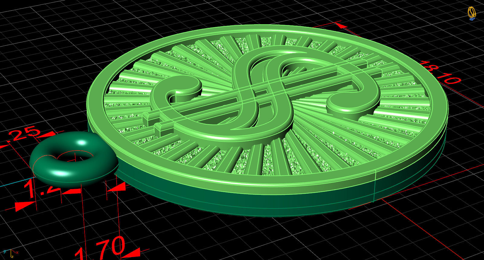 pendant dollar sign  18d 3D print model_9
