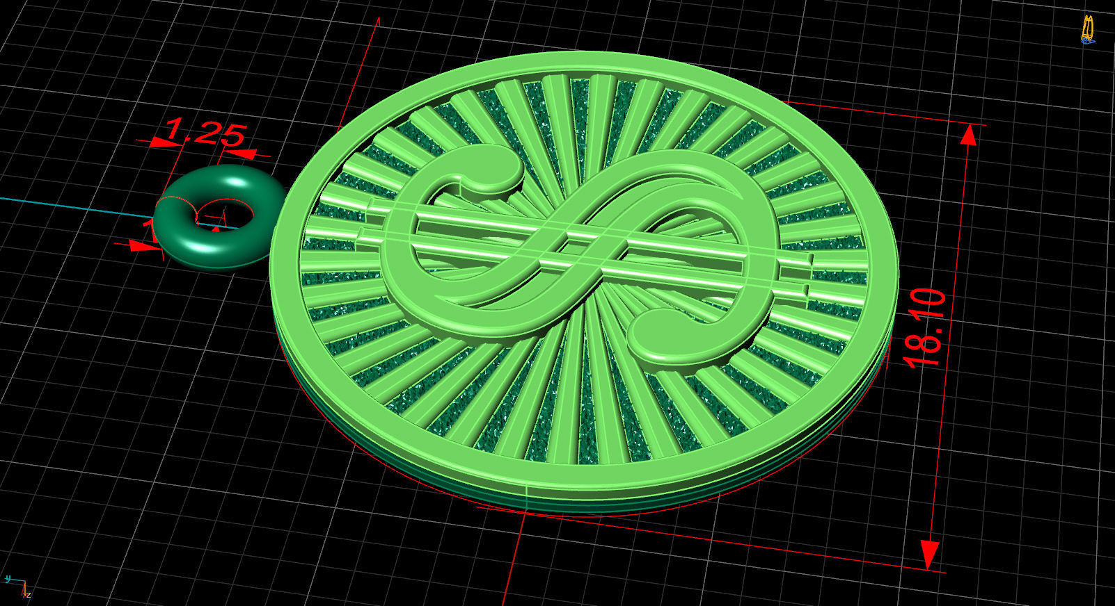 pendant dollar sign  18d 3D print model_18
