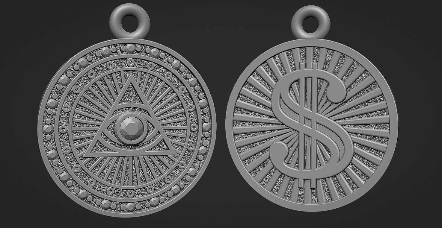 pendant dollar sign  18d 3D print model_1