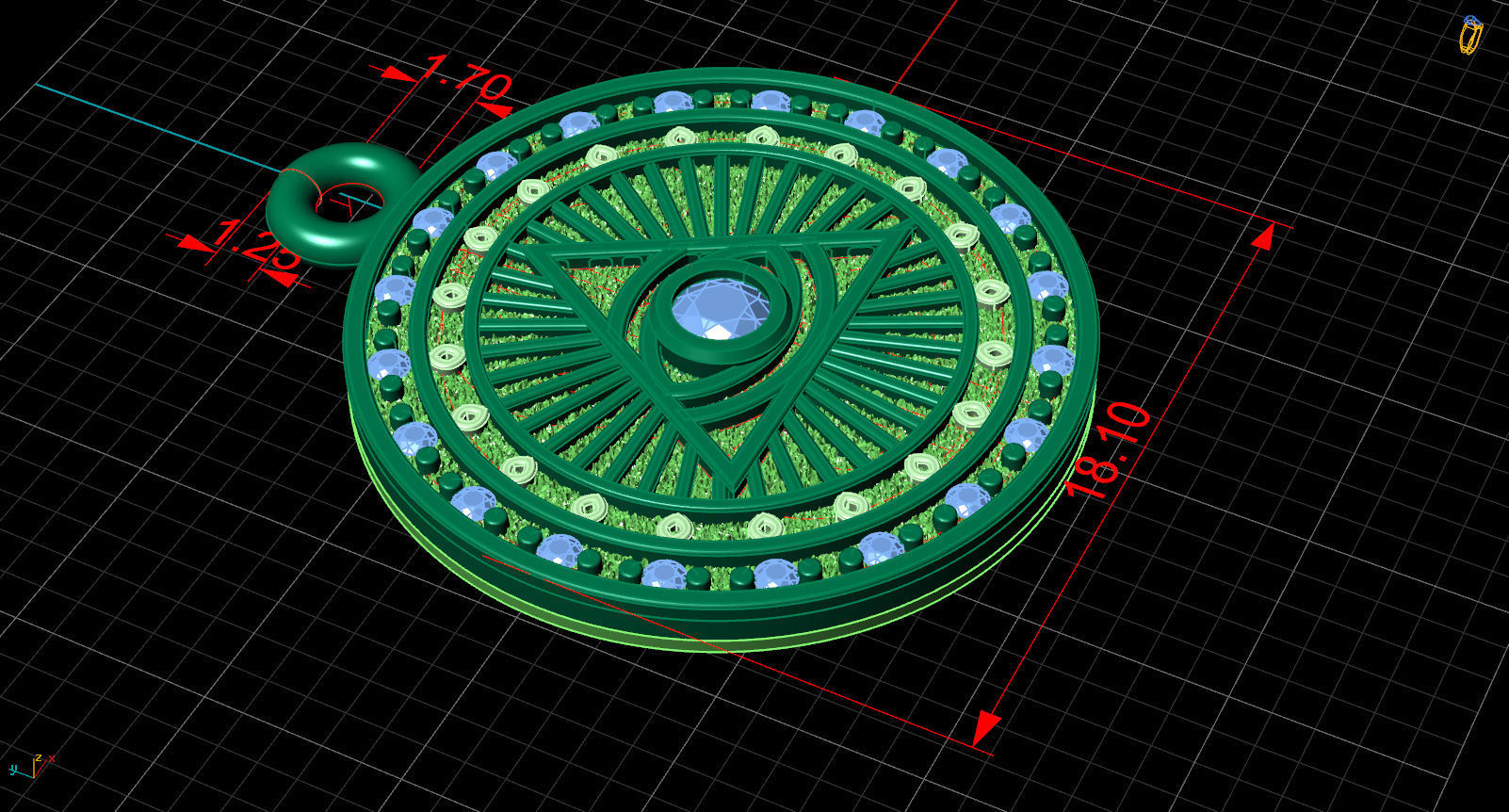 pendant dollar sign  18d 3D print model_3