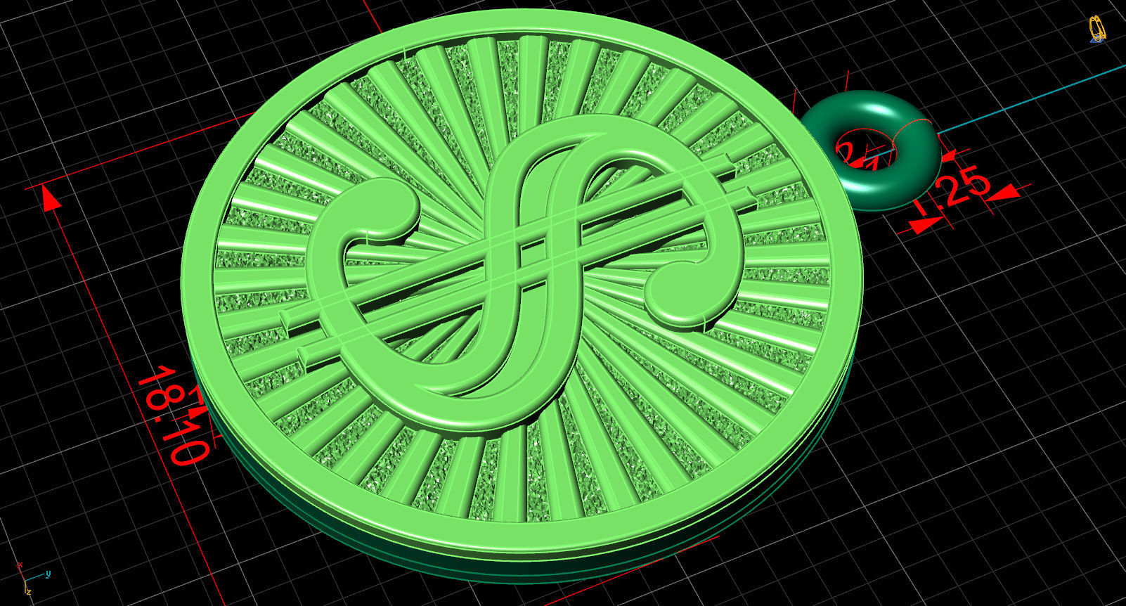 pendant dollar sign  18d 3D print model_8
