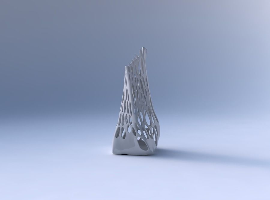 Vase twisted squeezed and bent quadratic with cracked organic... 3D print model_4