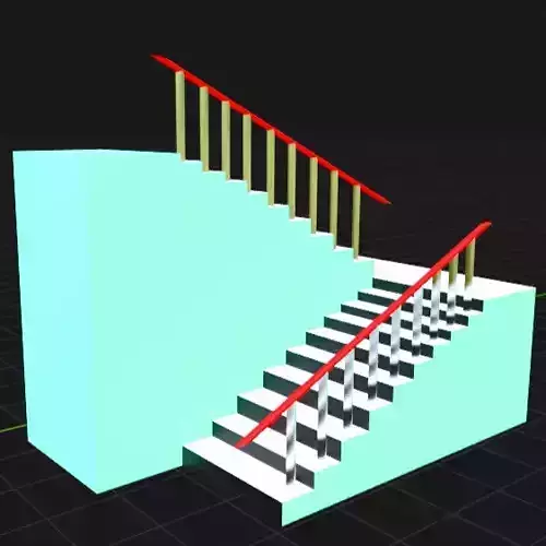 ladder stairs with railings 3D print model