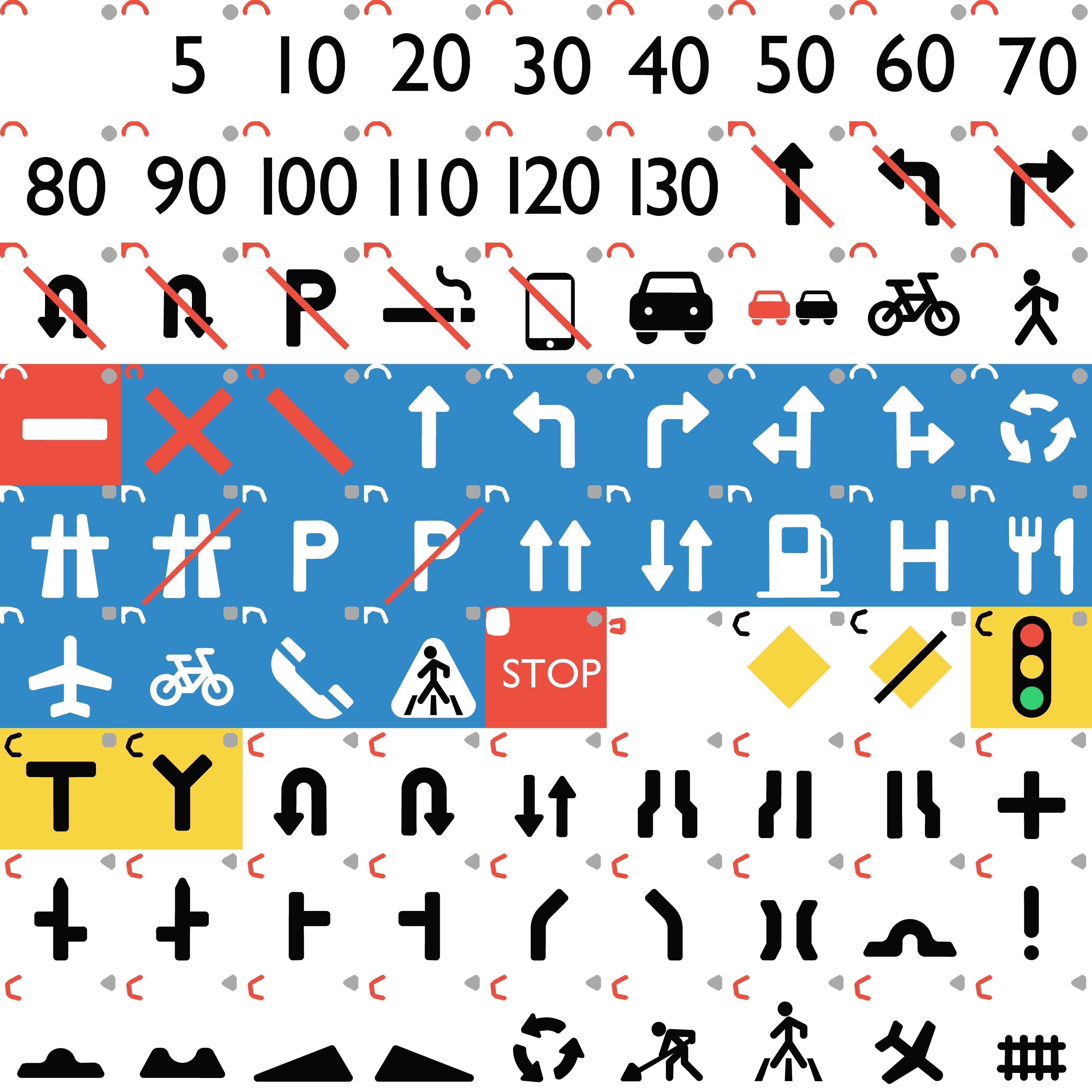 Set of signs Low-poly 3D model_2