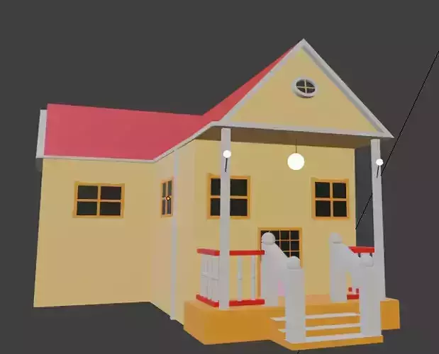 House with porch 3D print model