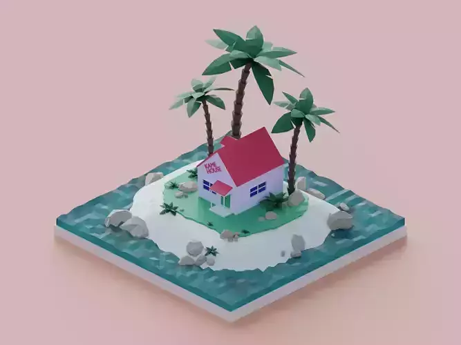 Kame House low poly scene