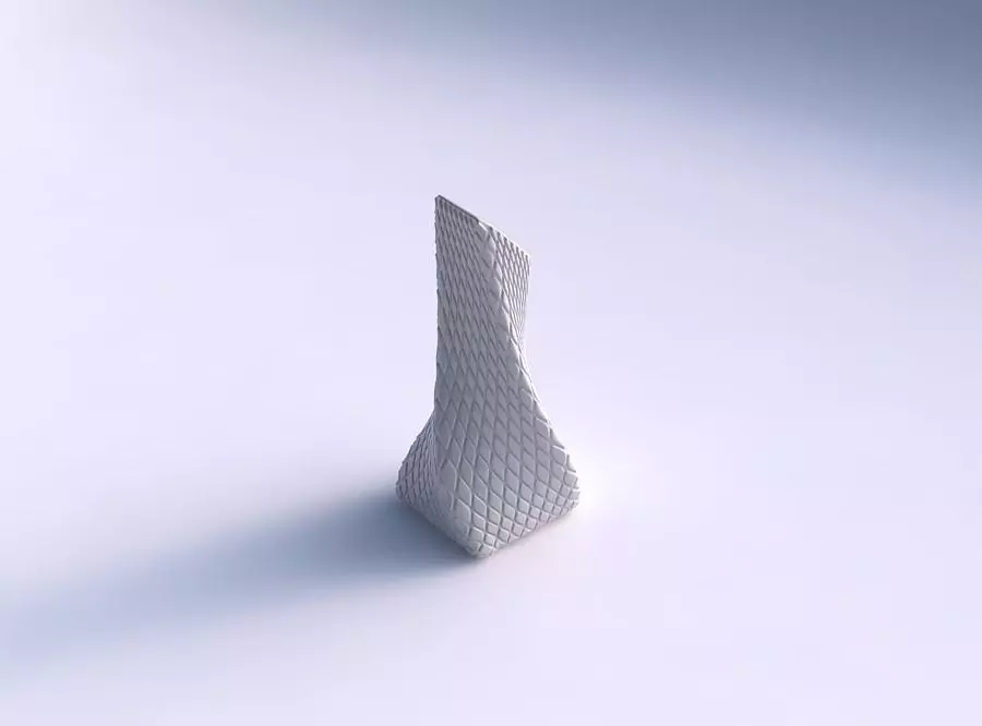 Vase twisted squeezed and bent quadratic with diagonal grid 3D print model