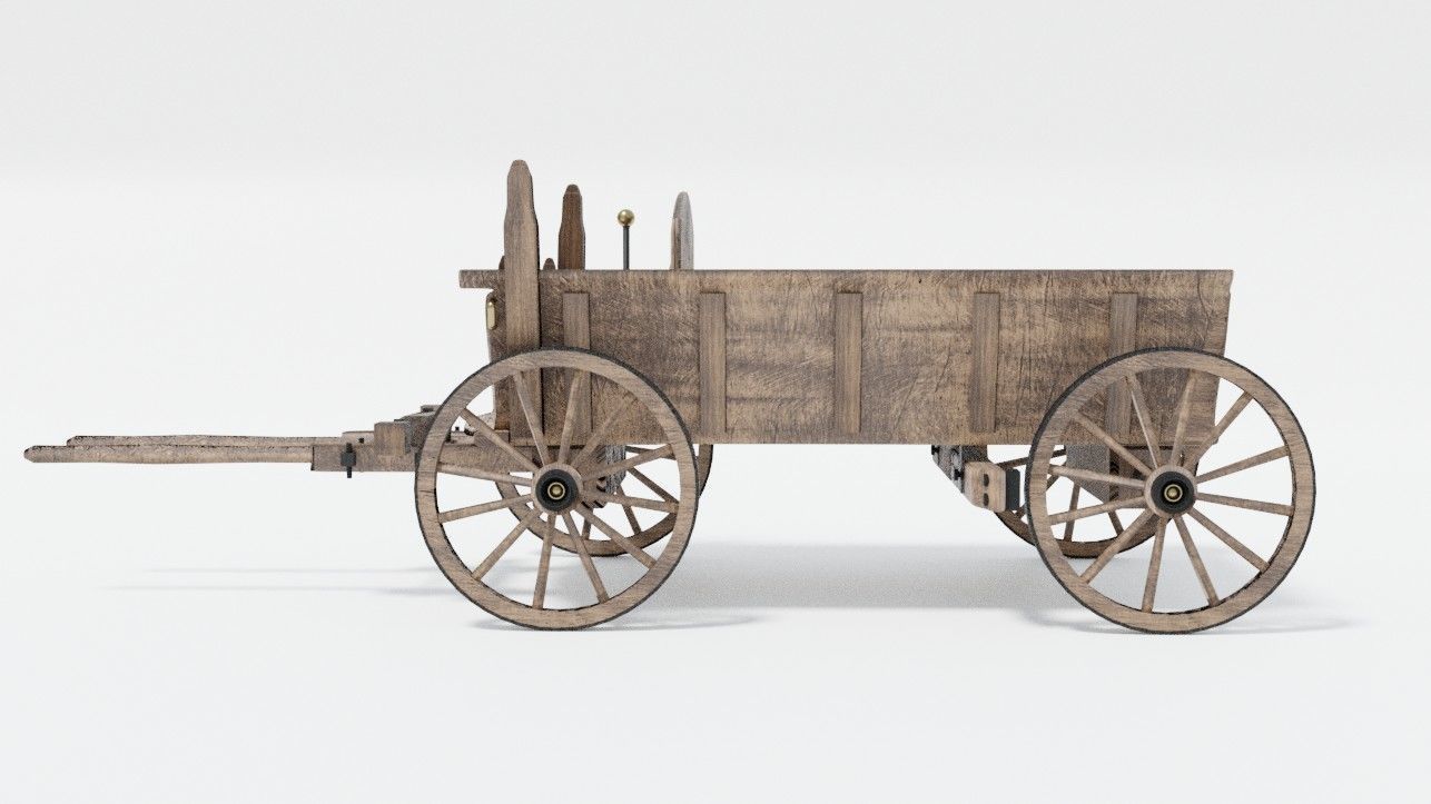 Wooden Wagon 3D model_6