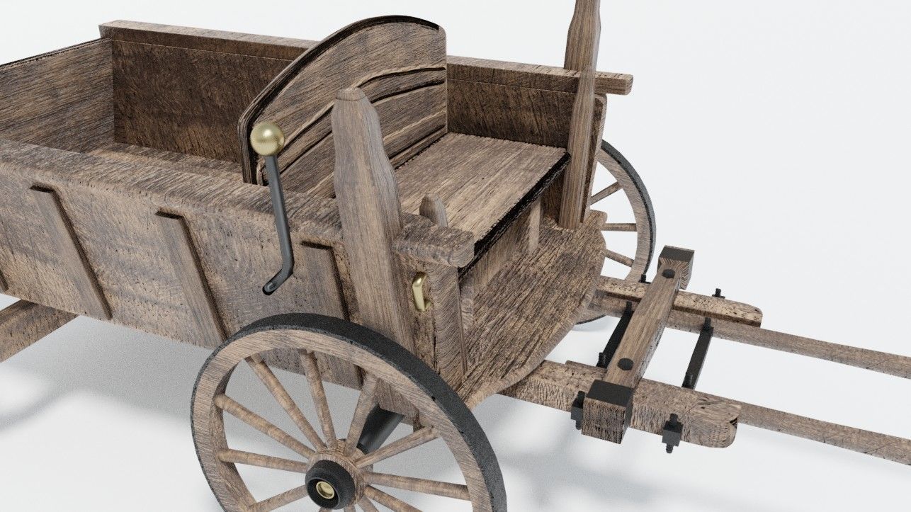 Wooden Wagon 3D model_8