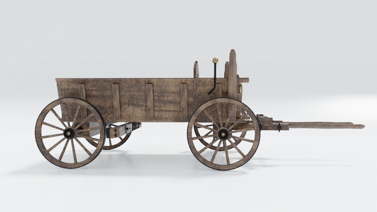 Wooden Wagon 3D model_2