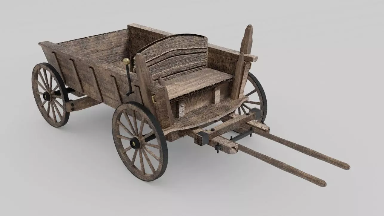 Wooden Wagon 3D model_0