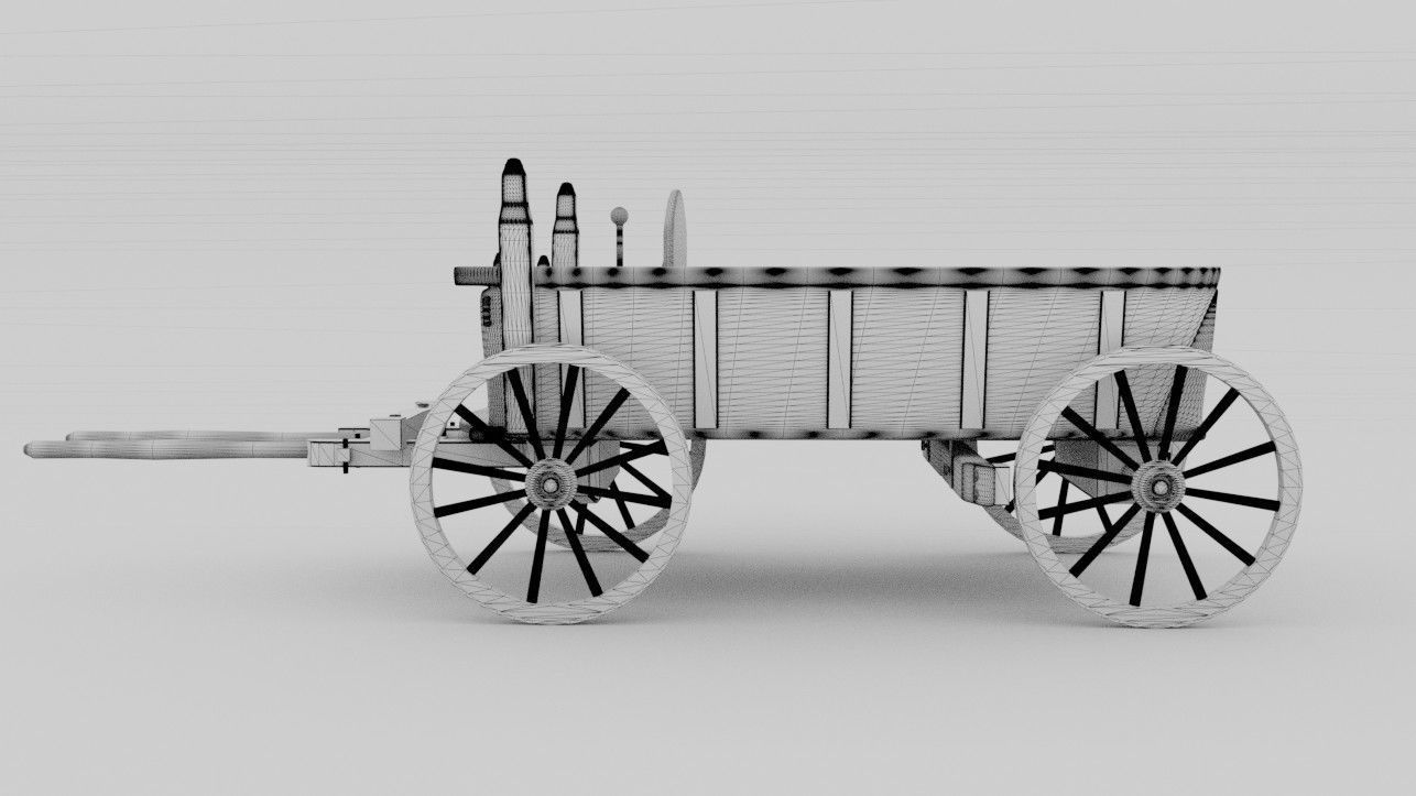Wooden Wagon 3D model_7