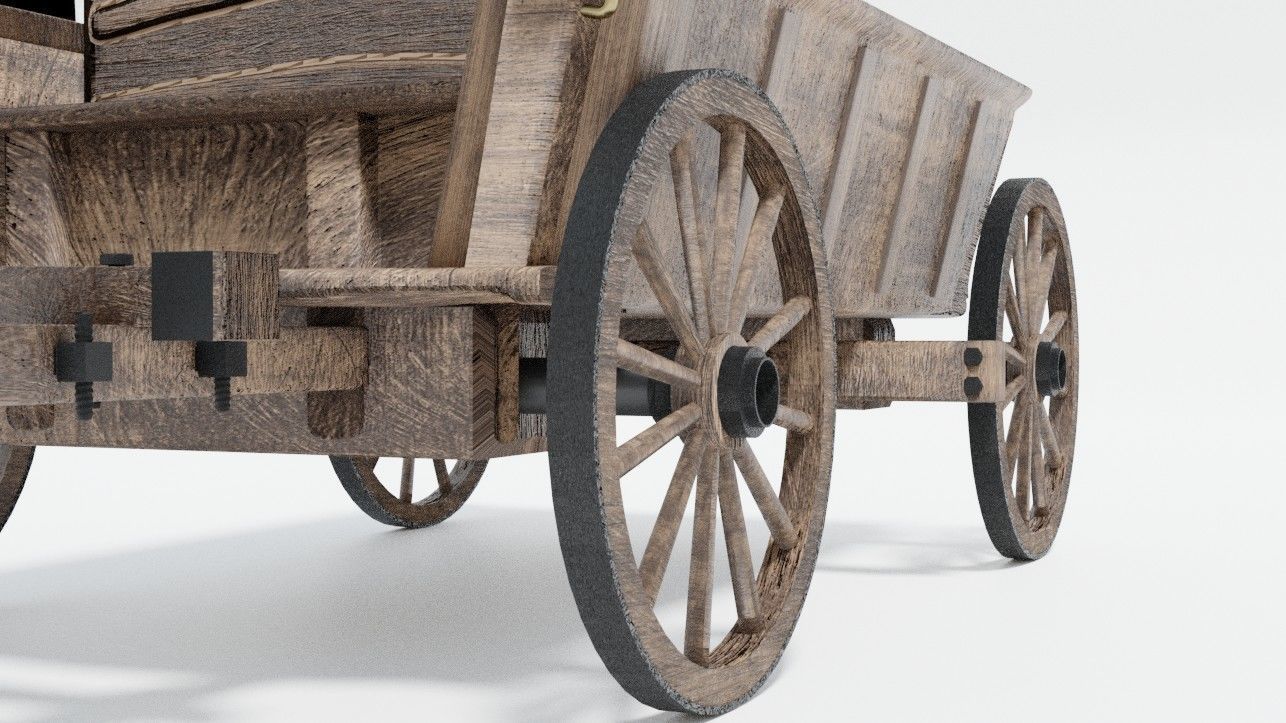 Wooden Wagon 3D model_14