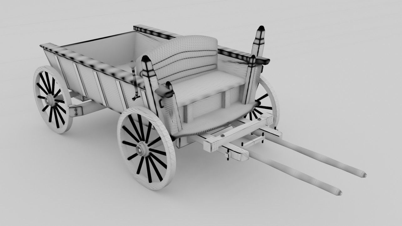Wooden Wagon 3D model_1