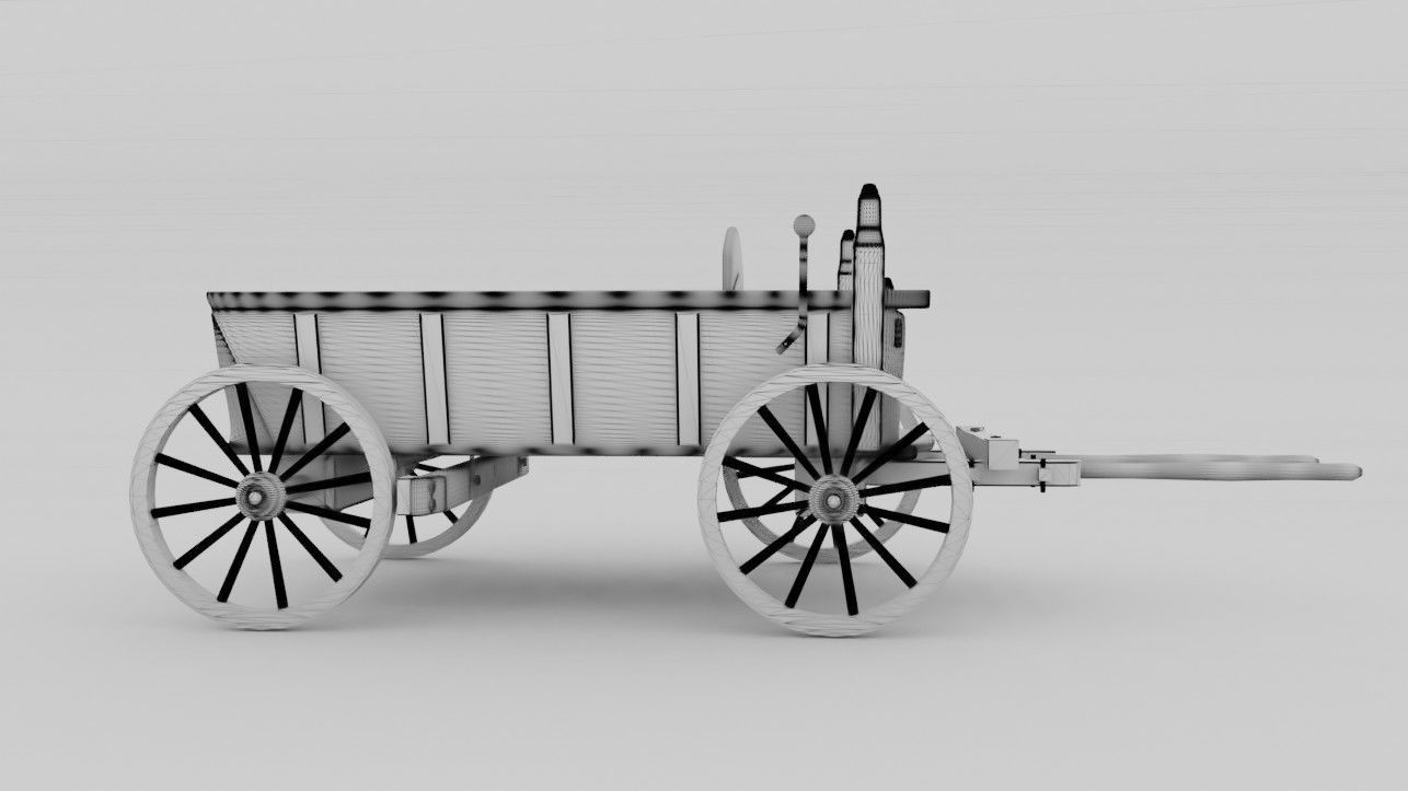 Wooden Wagon 3D model_3