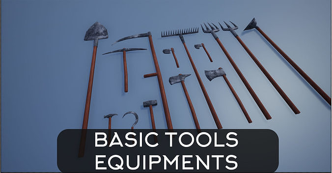 Lowpoly Basic Equipments and Tools Low-poly 3D model