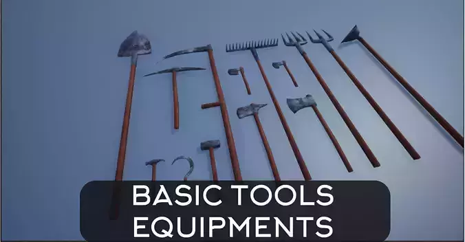 Lowpoly Basic Equipments and Tools Low-poly 3D model