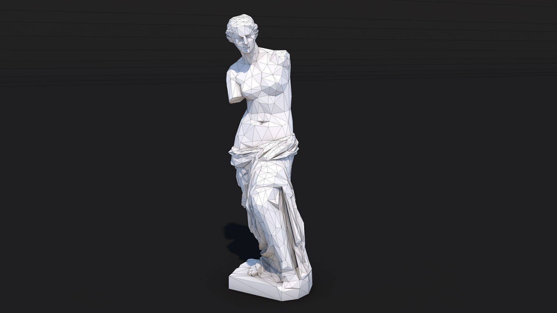 12 Famous Sculptures Landmark in the World Low Poly Low-poly 3D model_10