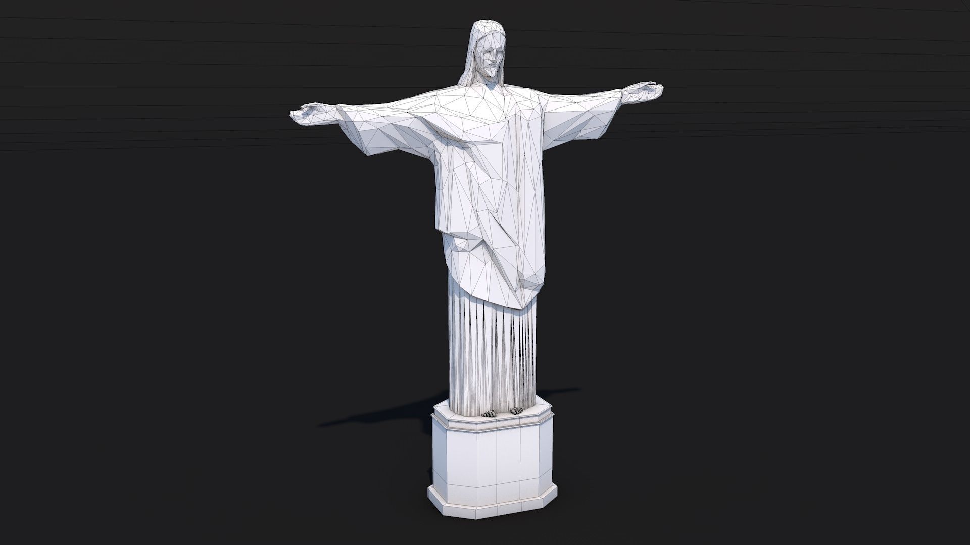 12 Famous Sculptures Landmark in the World Low Poly Low-poly 3D model_18