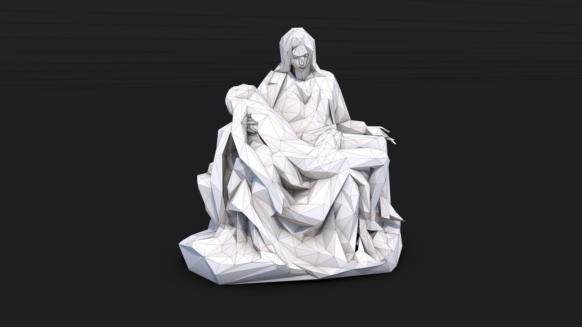 12 Famous Sculptures Landmark in the World Low Poly Low-poly 3D model_24