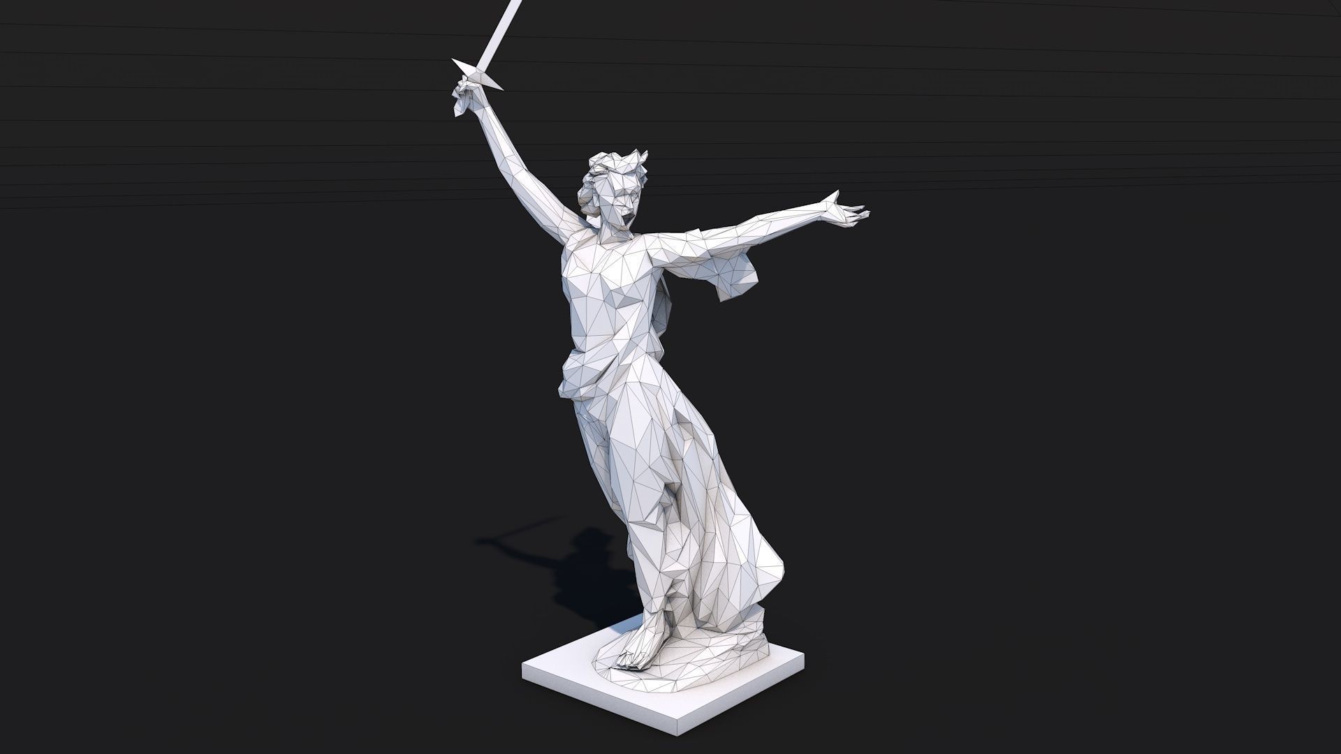 12 Famous Sculptures Landmark in the World Low Poly Low-poly 3D model_14