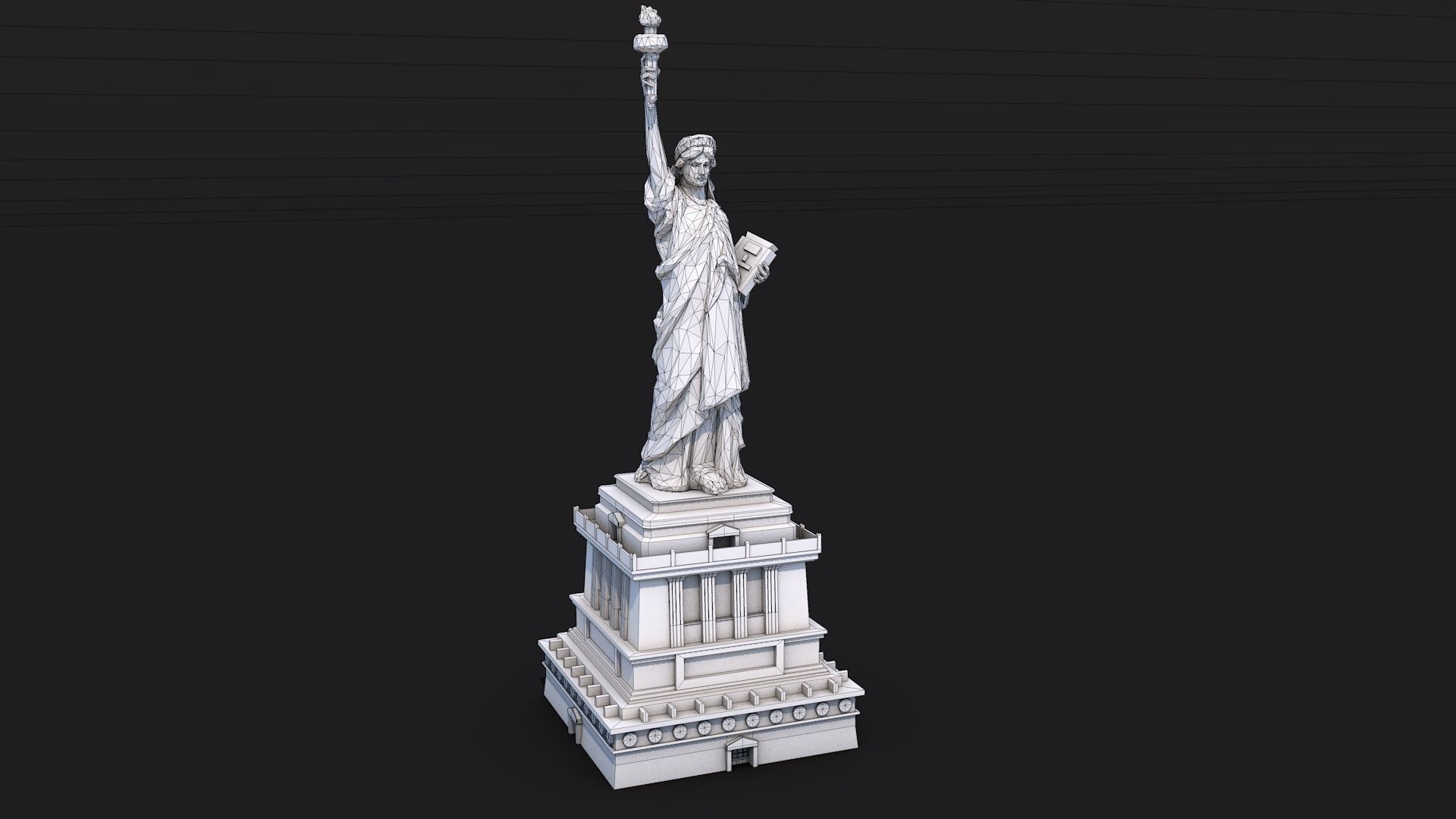 12 Famous Sculptures Landmark in the World Low Poly Low-poly 3D model_4