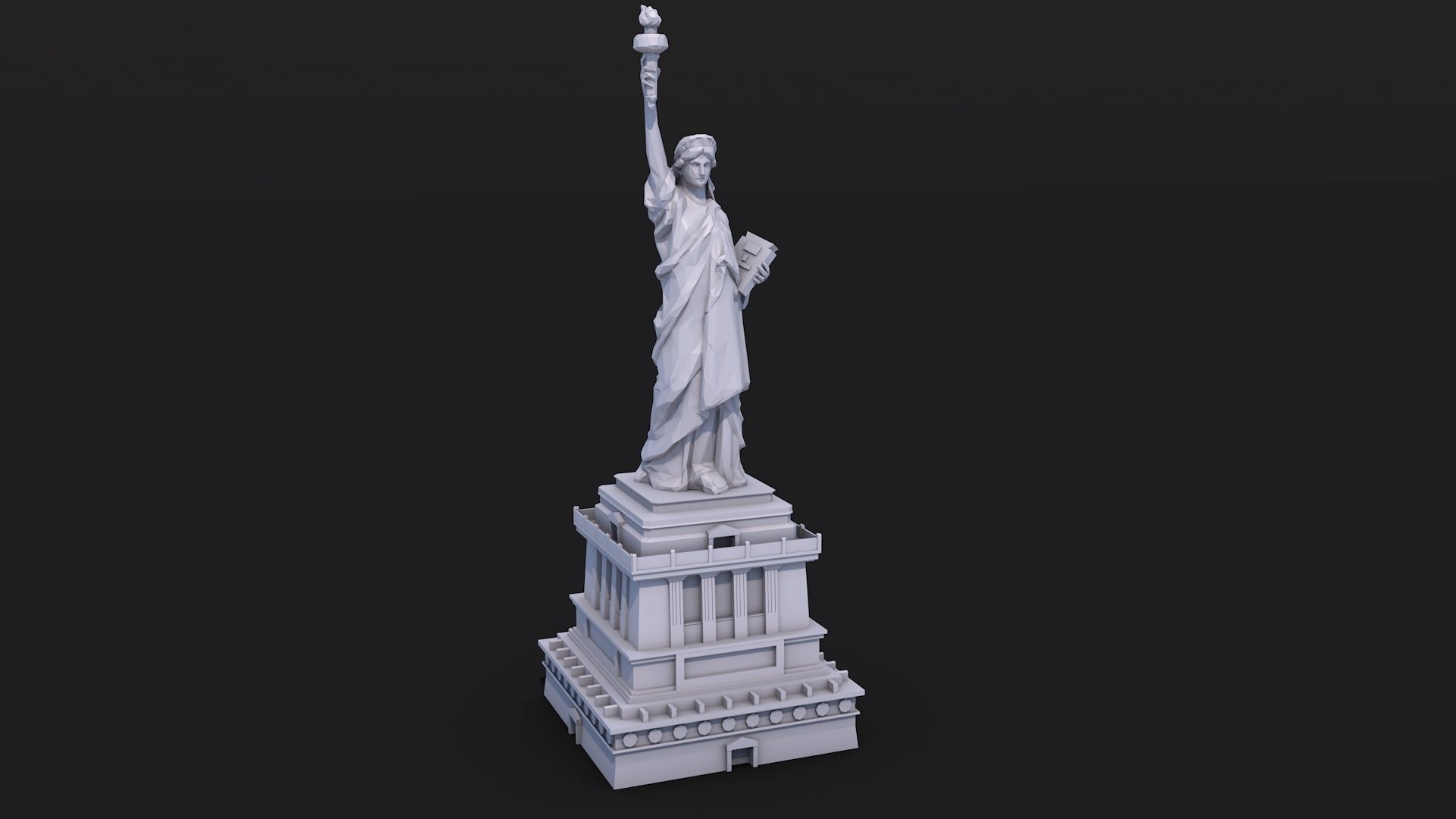 12 Famous Sculptures Landmark in the World Low Poly Low-poly 3D model_3