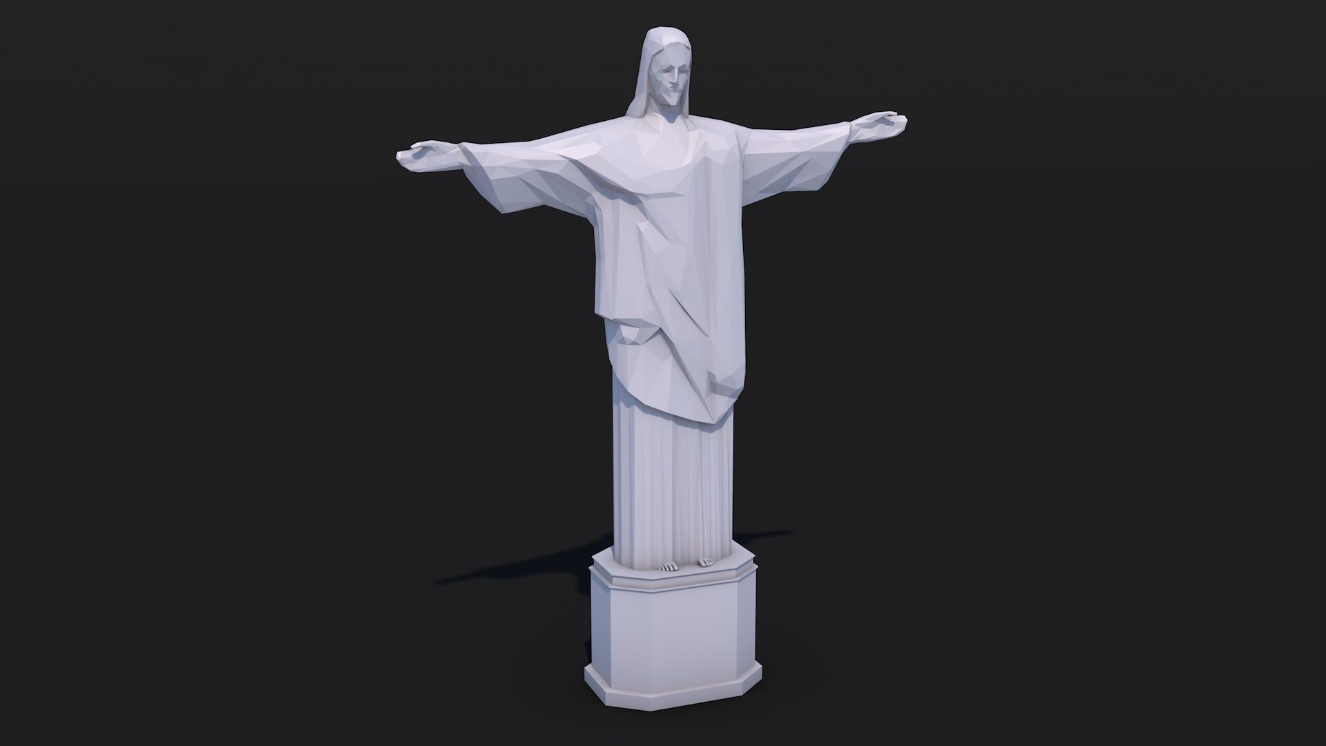 12 Famous Sculptures Landmark in the World Low Poly Low-poly 3D model_17