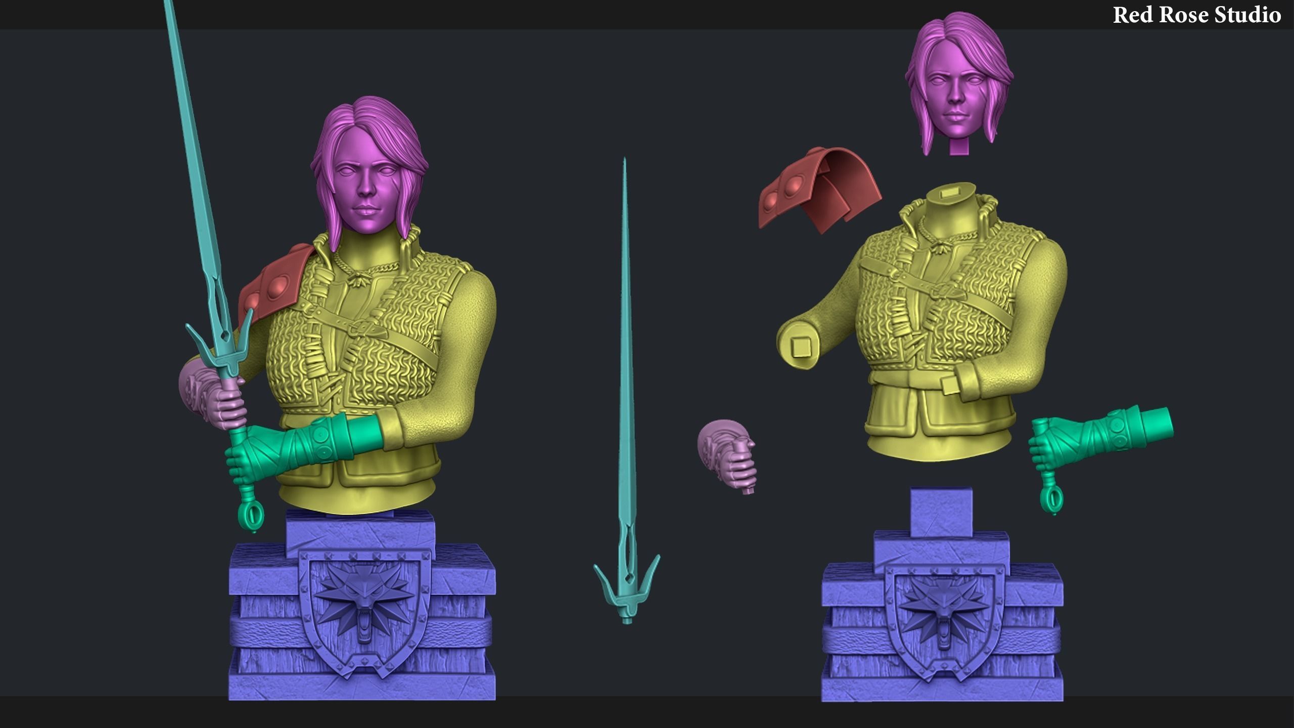 Witcher Ciri Bust 3D print model_7