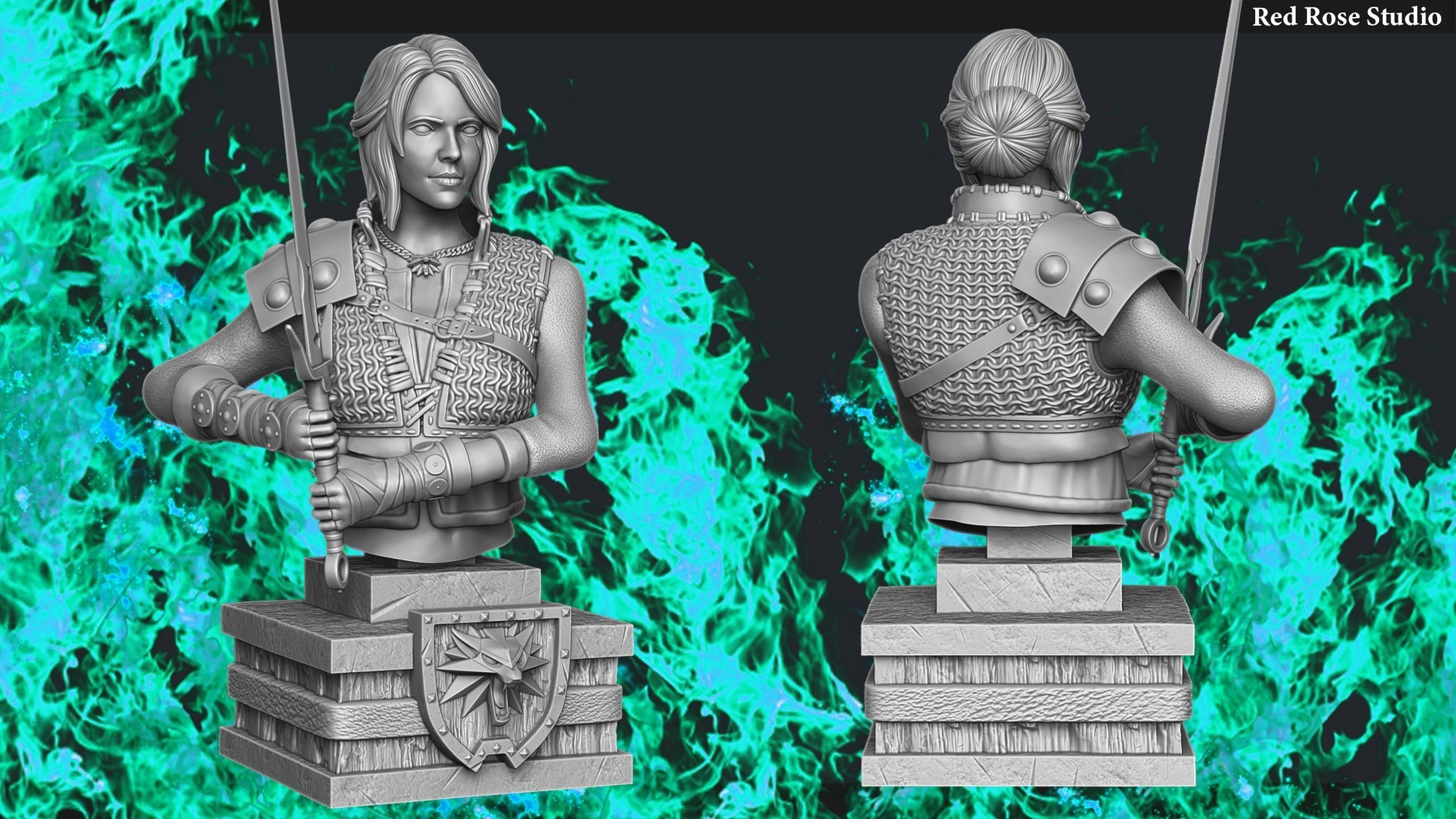 Witcher Ciri Bust 3D print model_1