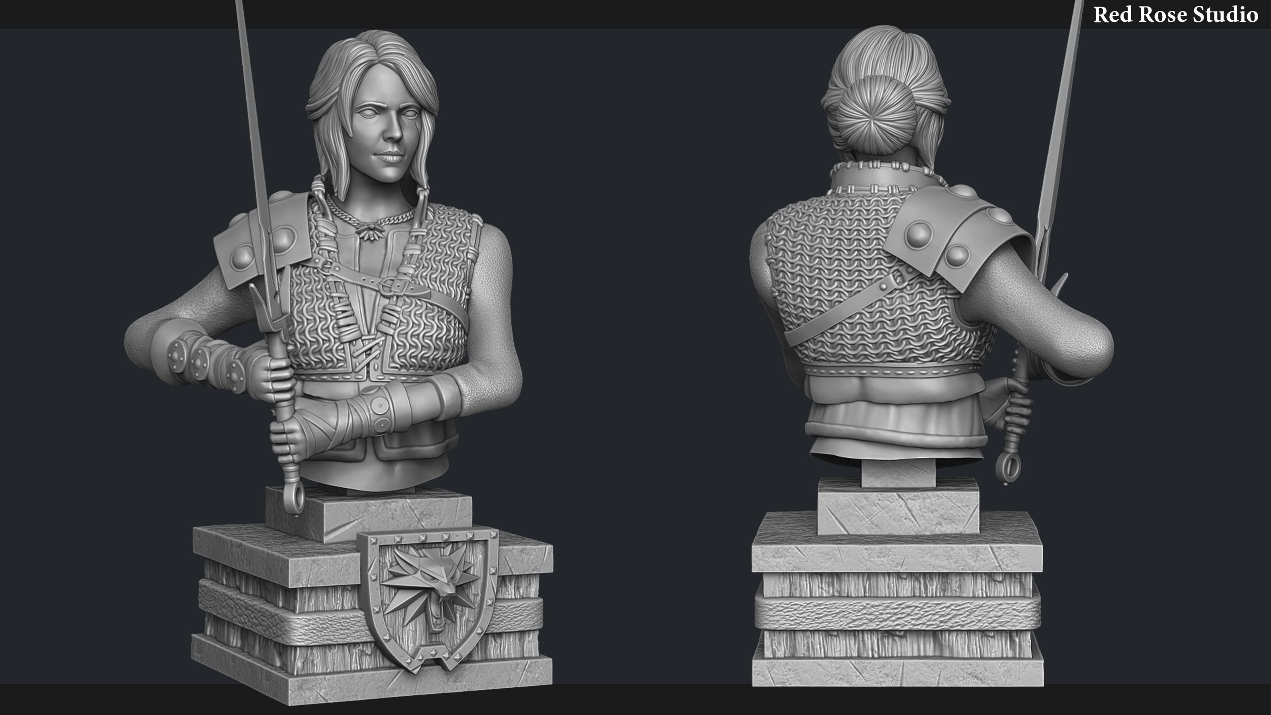 Witcher Ciri Bust 3D print model_2