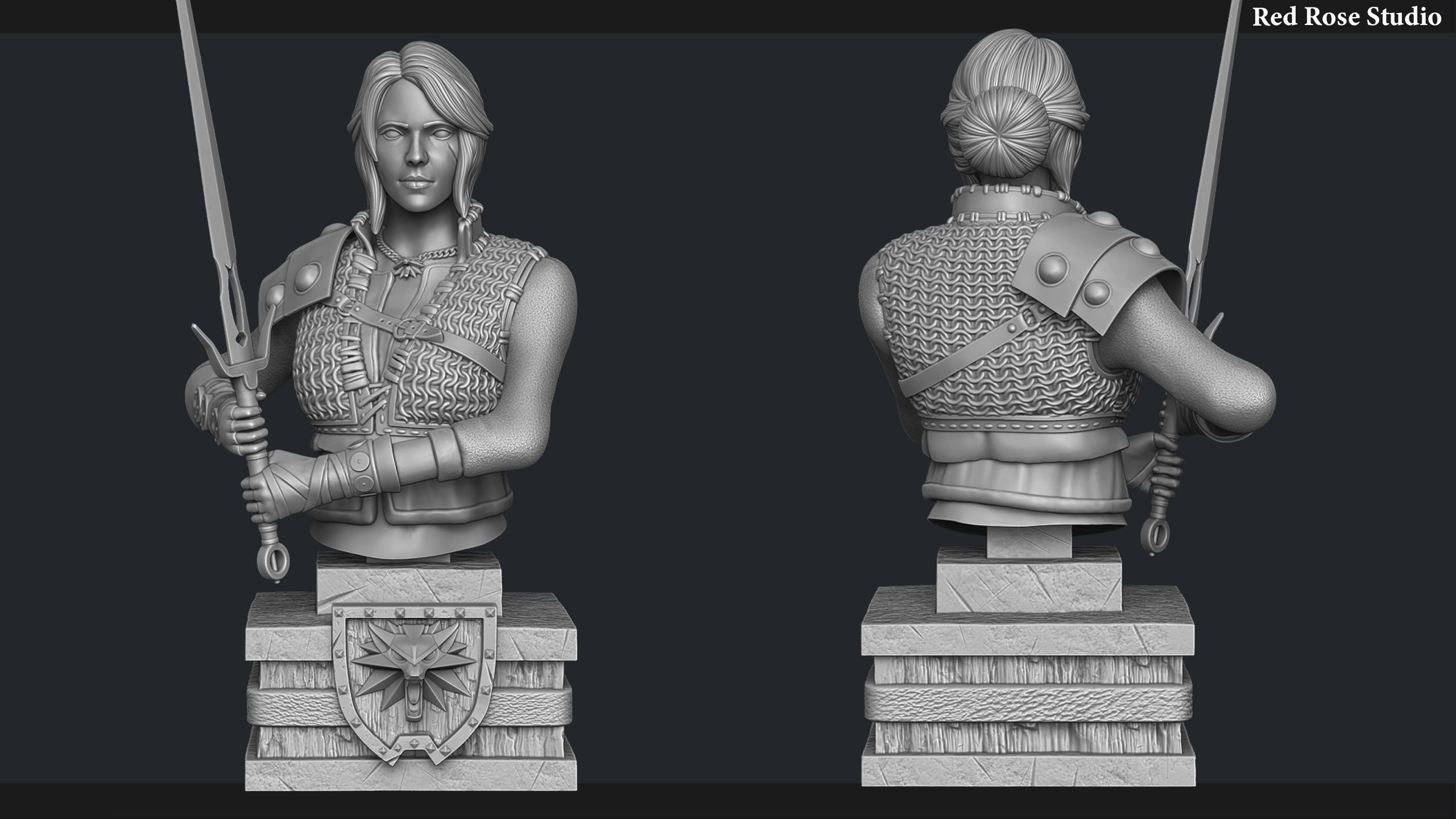 Witcher Ciri Bust 3D print model_3
