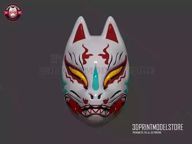 Japanese Fox Mask Demon Kitsune Cosplay Helmet STL File 