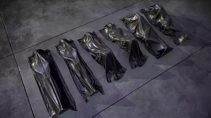 Bodybags Pbr pile of cloth Low-poly 3D model