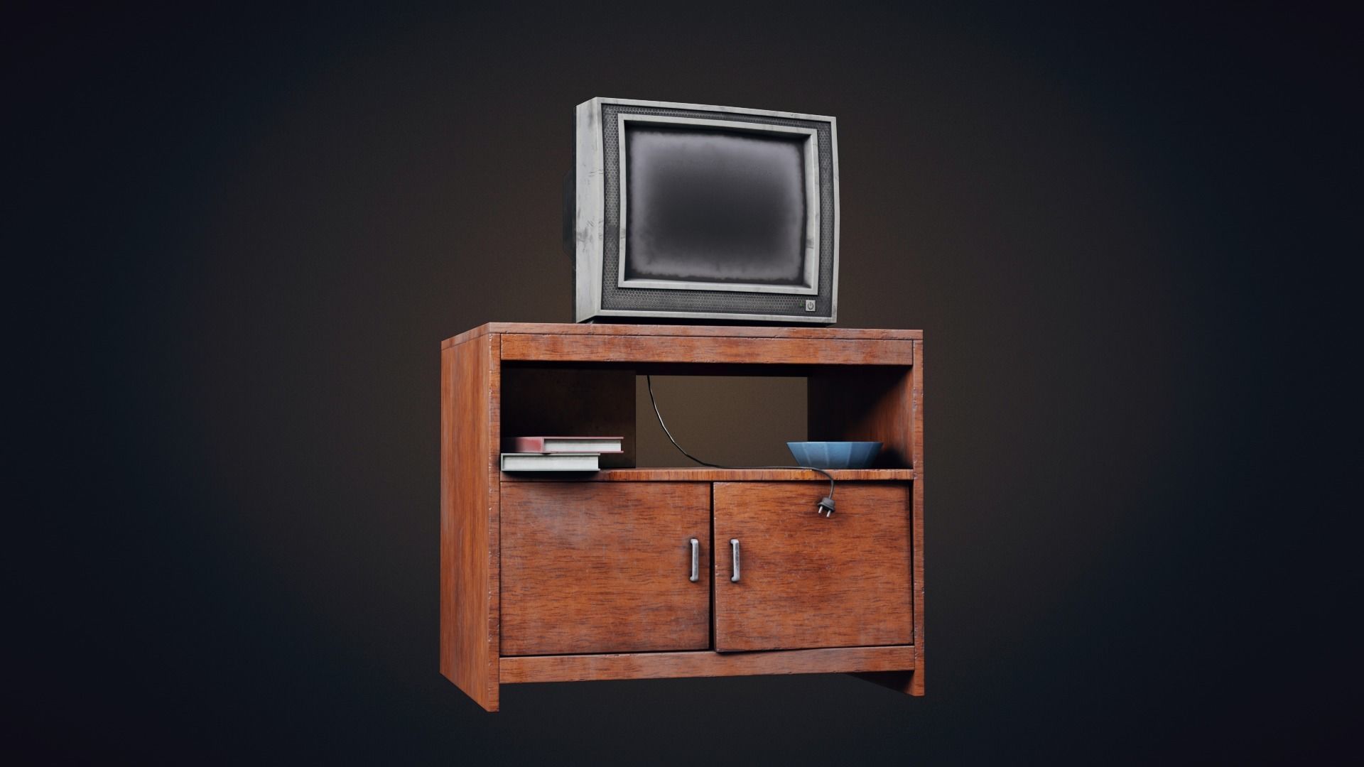 Old TV Low-poly 3D model_9