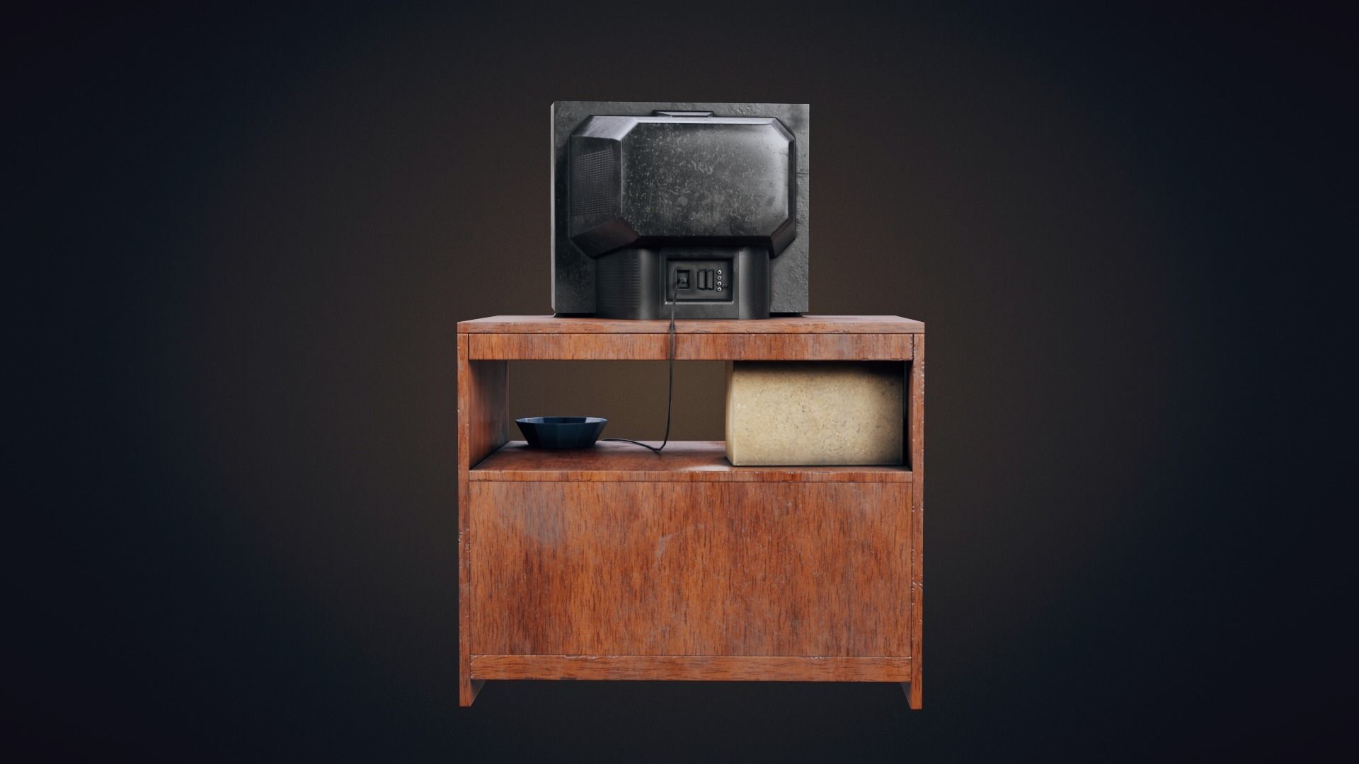 Old TV Low-poly 3D model_5