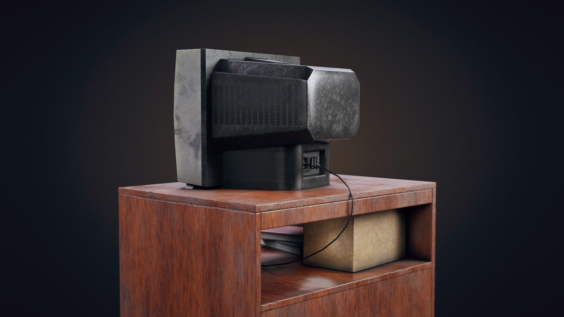 Old TV Low-poly 3D model_4